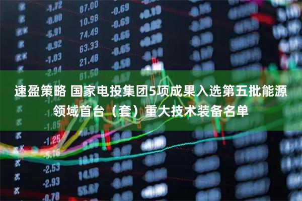 速盈策略 国家电投集团5项成果入选第五批能源领域首台（套）重大技术装备名单